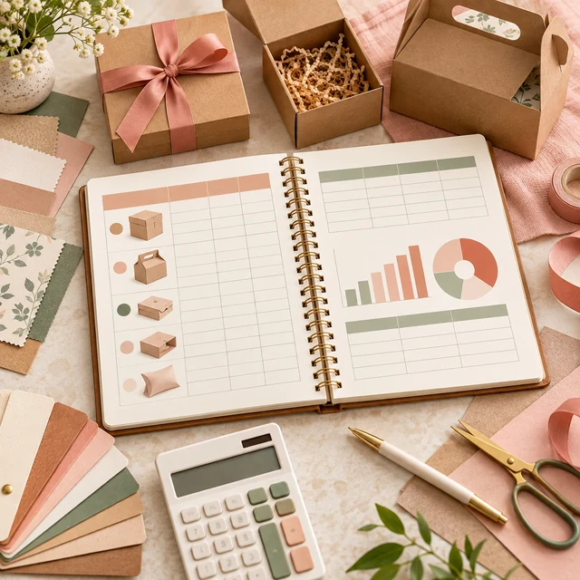 Pricing planner with packaging samples and a calculator